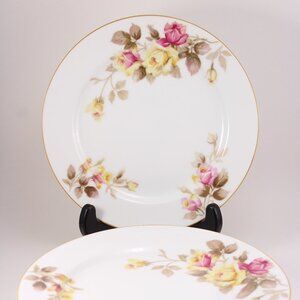 Noritake Nippon Yellow Pink Roses Floral Salad Dessert Plates Set of 6